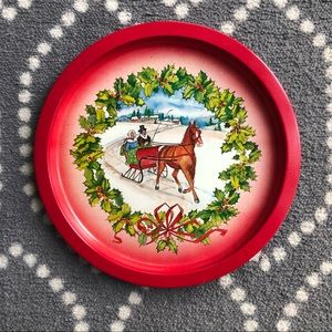 VINTAGE Christmas Metal Plate